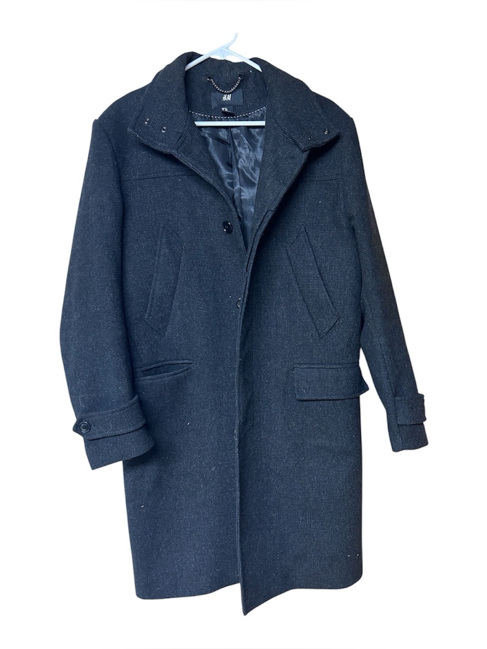 H&M Wool Blend Two Button Overcoat Charcoal Grey Men's 40R